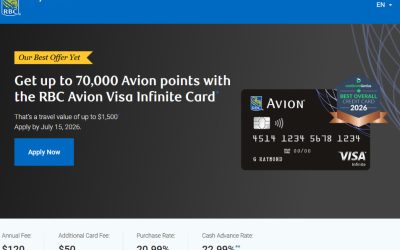 加国信用卡 – 皇家银行RBC Avion Visa Infinite介绍,开卡礼7万分