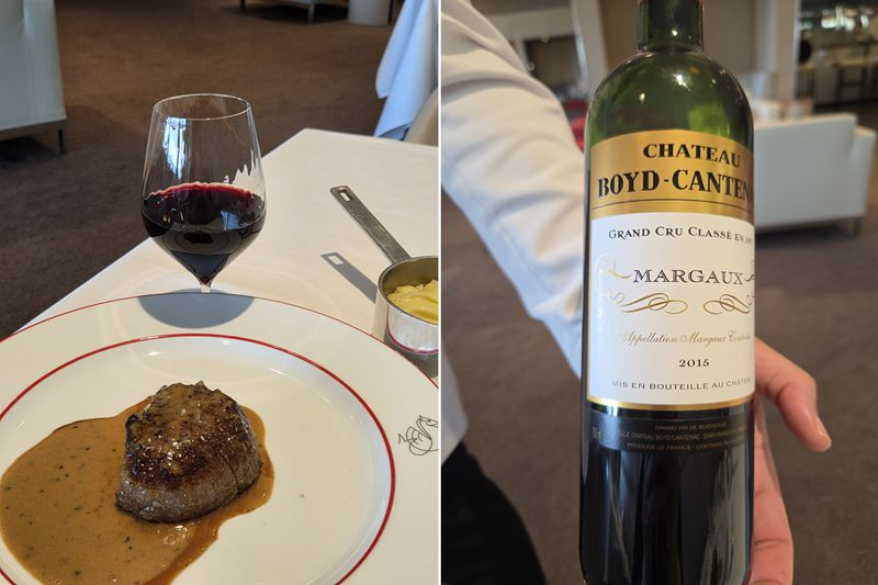 La Première 贵宾室的波尔多红酒配牛肉