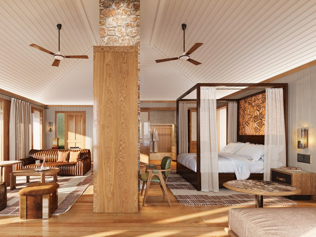 Emirates Wolgan Valley 丽思卡尔顿 Lodge 客房内景四柱床