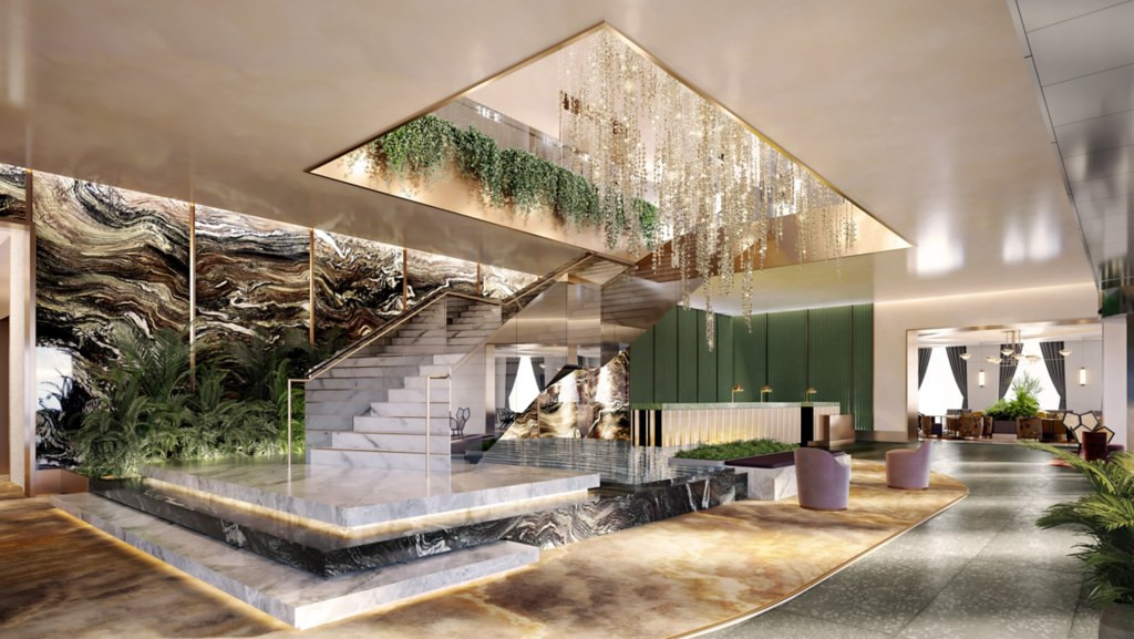 Fairmont New Orleans 大堂中庭效果图