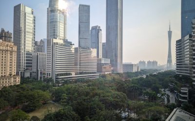 广州君悦房间窗外的花城广场和广州塔